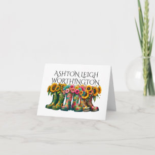 Floral Tuinieren Wellies Note Kaart