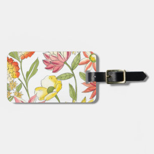 Floral tuinontwerp met witte achtergrond bagagelabel