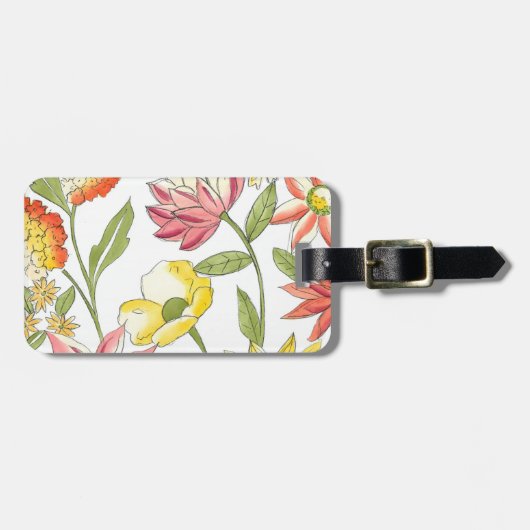 Floral tuinontwerp met witte achtergrond bagagelabel (Voorkant horizontaal)