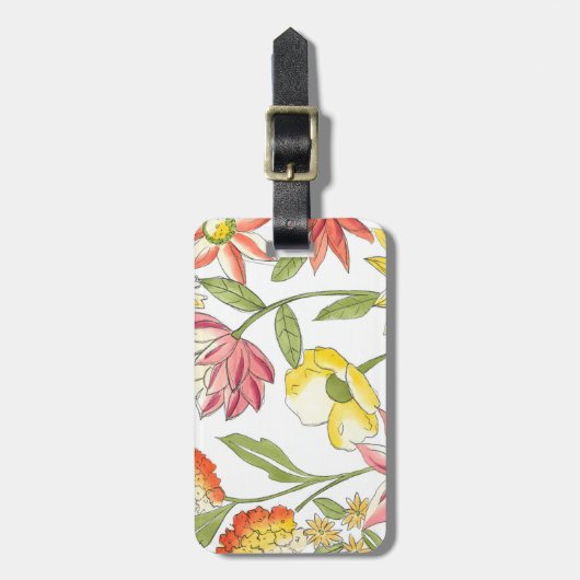 Floral tuinontwerp met witte achtergrond bagagelabel (Voorkant verticaal)