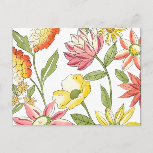 Floral tuinontwerp met witte achtergrond briefkaart (Voorkant)