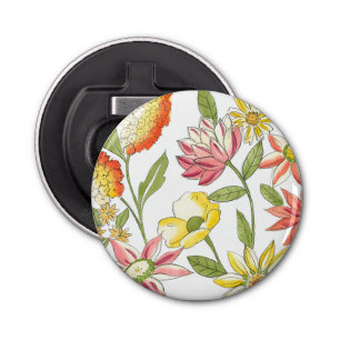 Floral tuinontwerp met witte achtergrond button flesopener