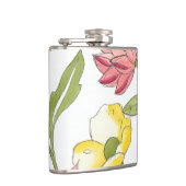 Floral tuinontwerp met witte achtergrond heupfles (Rechts)