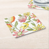 Floral tuinontwerp met witte achtergrond kartonnen onderzetters (Schuin)