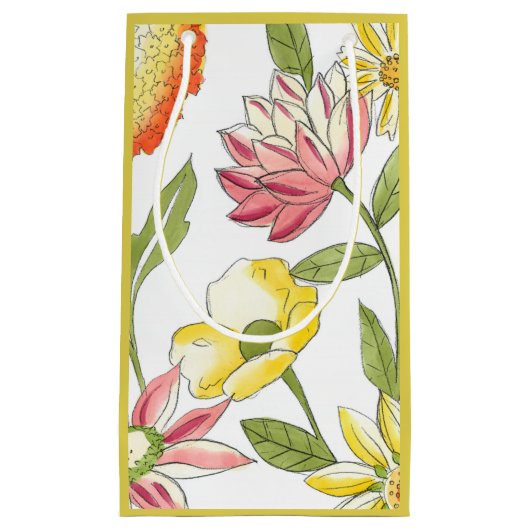 Floral tuinontwerp met witte achtergrond klein cadeauzakje (Voorkant)