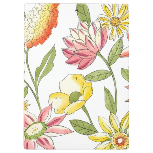 Floral tuinontwerp met witte achtergrond klembord (Achterkant)