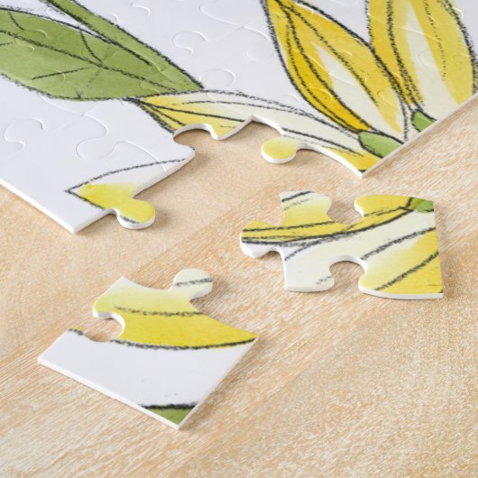 Floral tuinontwerp met witte achtergrond legpuzzel (Zijkant)