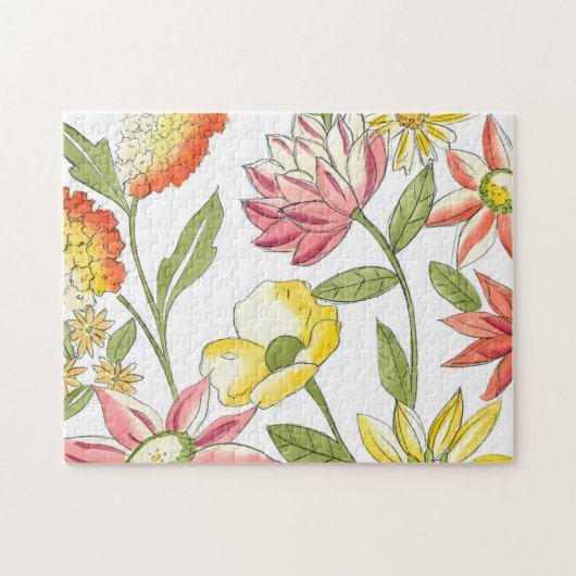 Floral tuinontwerp met witte achtergrond legpuzzel (Horizontaal)