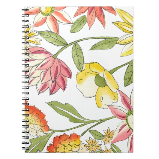 Floral tuinontwerp met witte achtergrond notitieboek (Voorkant)