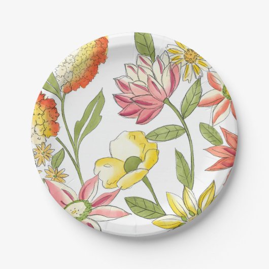 Floral tuinontwerp met witte achtergrond papieren bordje (Voorkant)