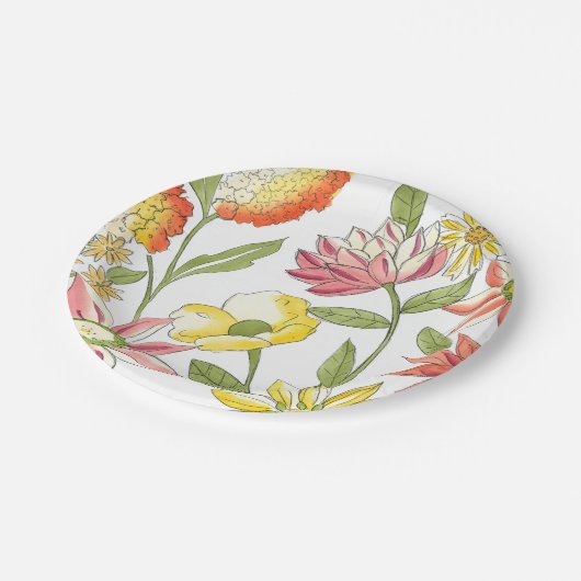 Floral tuinontwerp met witte achtergrond papieren bordje (Gekanteld)
