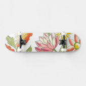 Floral tuinontwerp met witte achtergrond persoonlijk skateboard (Horizontaal)
