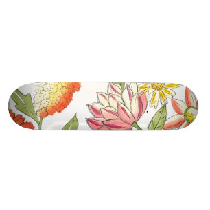 Floral tuinontwerp met witte achtergrond persoonlijk skateboard