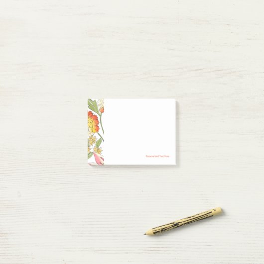 Floral tuinontwerp met witte achtergrond post-it® notes (Op bureau)