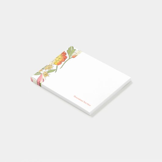 Floral tuinontwerp met witte achtergrond post-it® notes (Schuin)