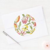 Floral tuinontwerp met witte achtergrond ronde sticker (Envelop)