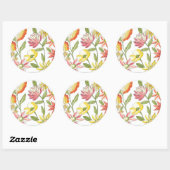 Floral tuinontwerp met witte achtergrond ronde sticker (Vel)