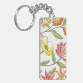 Floral tuinontwerp met witte achtergrond sleutelhanger (Voorkant Links)