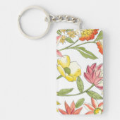 Floral tuinontwerp met witte achtergrond sleutelhanger (Voorkant)