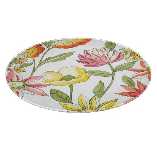 Floral tuinontwerp met witte achtergrond snijplank (Hoek)