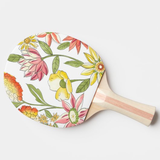 Floral tuinontwerp met witte achtergrond tafeltennisbatje (Zijkant)
