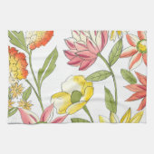 Floral tuinontwerp met witte achtergrond theedoek (Horizontaal)