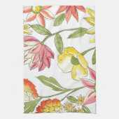 Floral tuinontwerp met witte achtergrond theedoek (Verticaal)