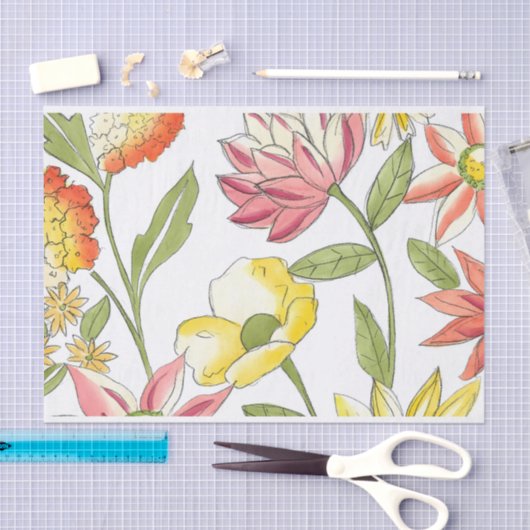 Floral tuinontwerp met witte achtergrond tissuepapier (Craft)