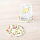 Floral tuinontwerp met witte achtergrond zandsteen onderzetter (Zijkant)