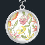 Floral tuinontwerp met witte achtergrond zilver vergulden ketting<br><div class="desc">Dit ontwerp van de bloementjestuin is opvallend heldere kleuren tegen een bleke witte achtergrond,  waardoor de bloemen nog meer opvallen. Een geweldig schilderij dat kleur en schoonheid naar elke kamer kan brengen. Koop het voor jezelf,  of geef het aan een geliefde als cadeau!</div>