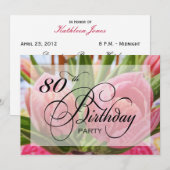 Floral Tulip 80th Birthday Party Invitation Kaart (Voorkant / Achterkant)