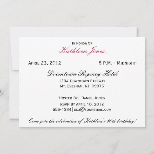 Floral Tulip 90th Birthday Party Invitation Kaart (Achterkant)