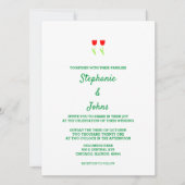 Floral Tulip Flower Red White Cute Wedding Kaart (Voorkant)