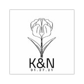 Floral Tulip Line Art Initiaal Logo Wedding Rubberstempel (Afrduk)