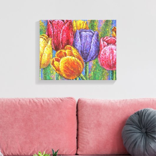 Floral Tulip Stretched Canvas Prints Muurkunst (Insitu (Woonkamer))