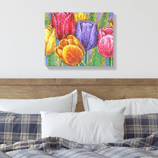 Floral Tulip Stretched Canvas Prints Muurkunst (Insitu (Slaapkamer))