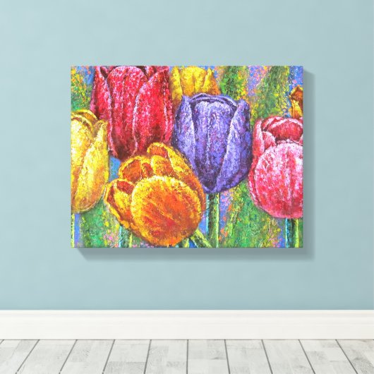 Floral Tulip Stretched Canvas Prints Muurkunst (Insitu (Houten vloer))