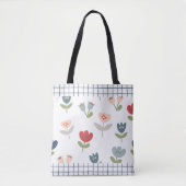 Floral Tulips Abstract Trim Farmhouse Pattern Tote Bag (Voorkant)
