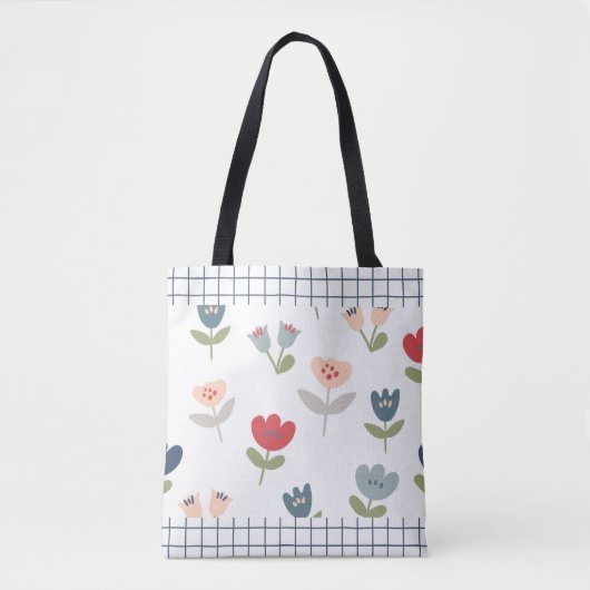 Floral Tulips Abstract Trim Farmhouse Pattern Tote Bag (Voorkant)