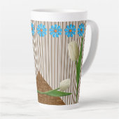 Floral Tulips Stripe Latte Mok (Rechterhoek)