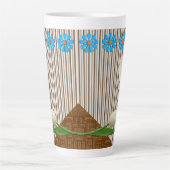 Floral Tulips Stripe Latte Mok (Voorkant)