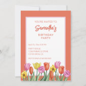 Floral Tulpen Verjaardagsfeest Kaart (Voorkant)