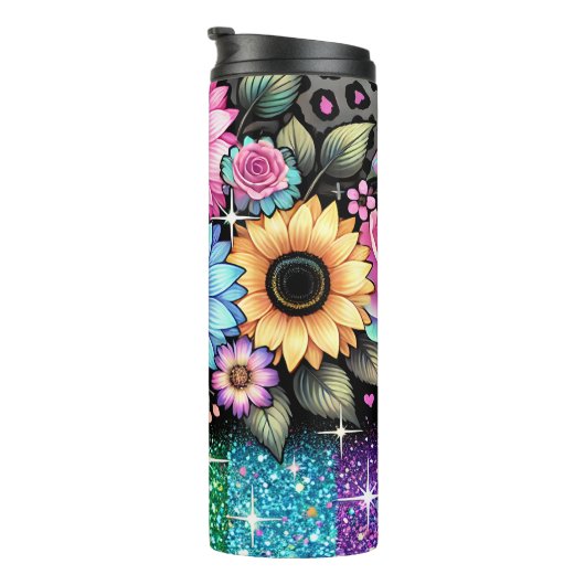 Floral Tumbler Sublimation Wrap Design | droogtrom Thermosbeker (Geroteerd rechts)