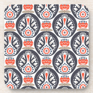 Floral Turkey Folk Art Pattern Bier Onderzetter