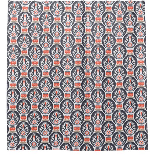 Floral Turkey Folk Art Pattern Douchegordijn (Voorkant)