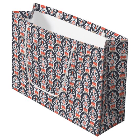 Floral Turkey Folk Art Pattern Groot Cadeauzakje (Voorkant Gekanteld)