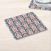 Floral Turkey Folk Art Pattern Kartonnen Onderzetters (Schuin)