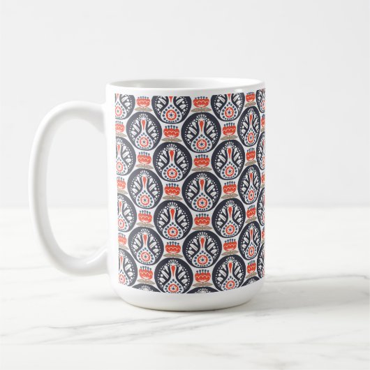 Floral Turkey Folk Art Pattern Koffiemok (Links)