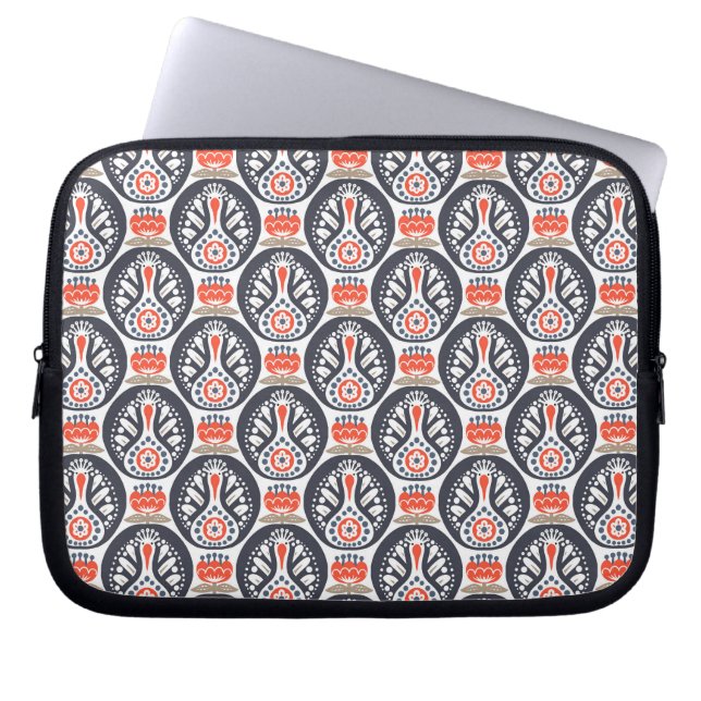 Floral Turkey Folk Art Pattern Laptop Sleeve (Voorkant)