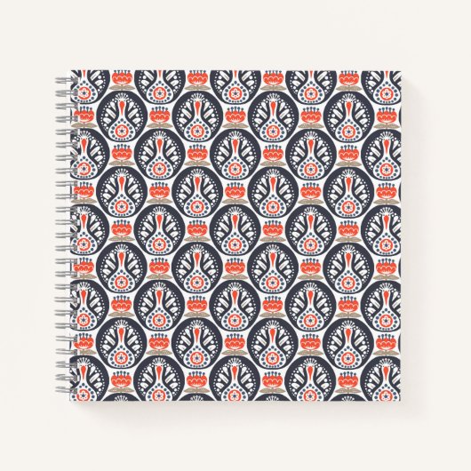 Floral Turkey Folk Art Pattern Notitieboek (Voorkant)